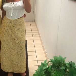 WORN ONCE Yellow long flower printed skirt from SHEIN
